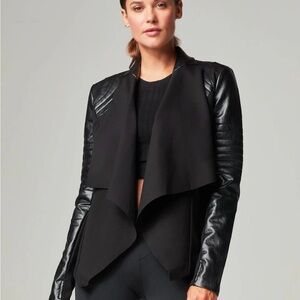 Blanc Noir Black Drape Front Jacket